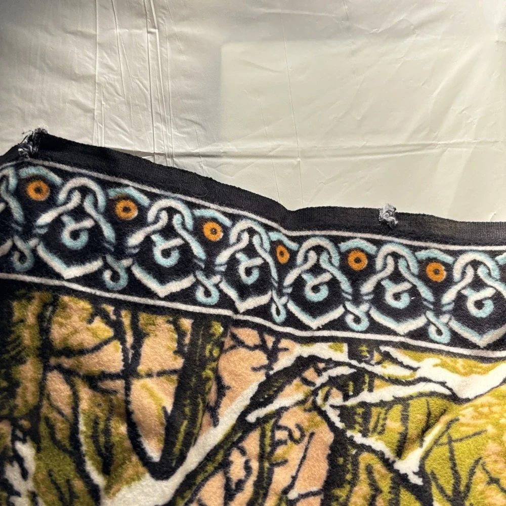 VTG Tapestry Winter Deer Scene Wall Hanging 38X54 Holes Along Edges Where Hung